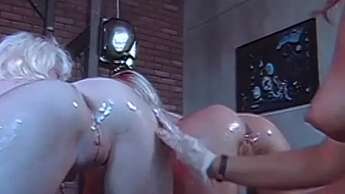 Naughty dykes toy with each other's asses in hardcore group sex