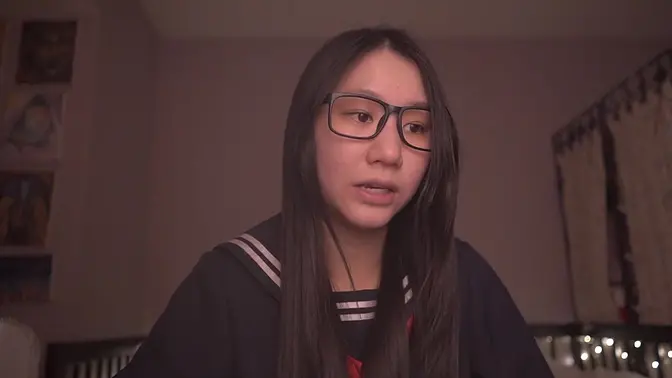 Naughty Japanese schoolgirl seduces during study session