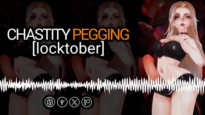 Naughty Mistress dominates with audio-guided pegging and chastity play