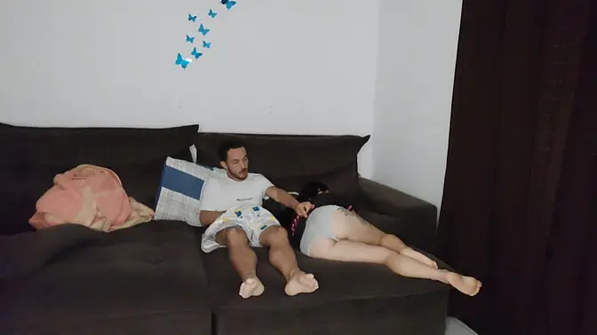 Naughty StepMom shares sofa with StepSon