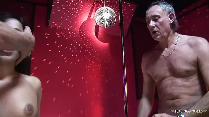 Naughty stripper Romana teases them too much which causes a raunchy threesome to begin