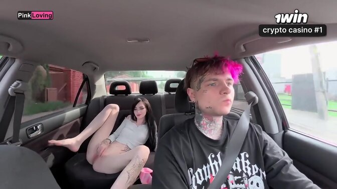 Naughty taxi ride leads to wild solo mast and car hookup