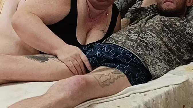 Neighbor's wife swallows cum after deepthroat blowjob