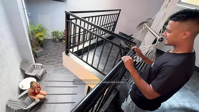 Neighbor uses curvy blonde milf's tight body for pleasure