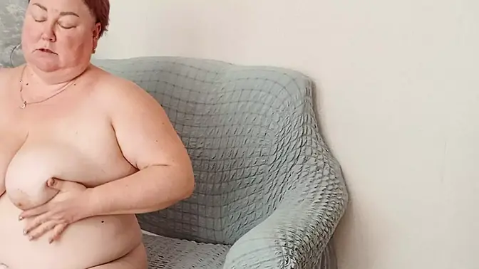 Neighbor with big natural tits gives a deepthroat blowjob