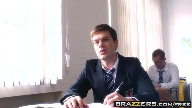 New Teacher Jasmine Jae shows off her big school tits