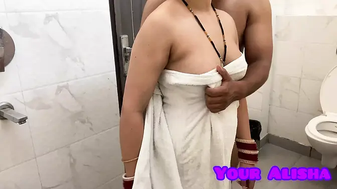 Newlywed Alisha gets fucked in the bathroom by her husband