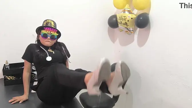 Office MILF Latina nurse gets her hot butt ready for anal play