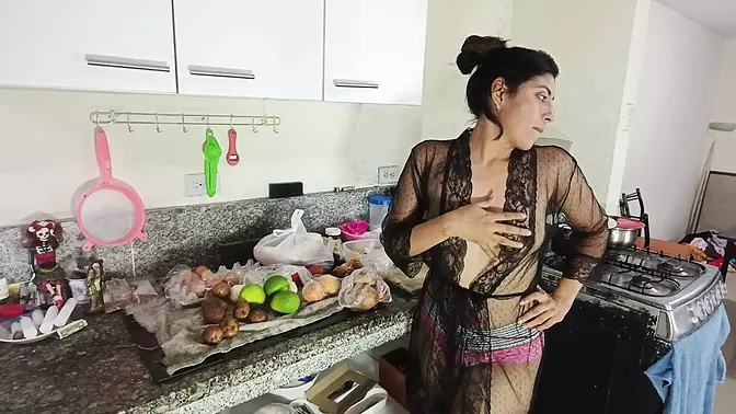 Old Pervert Seduces & Fucks the Busty Cook