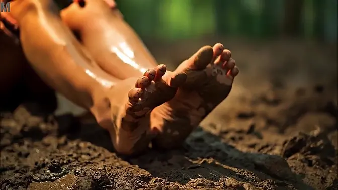 Pathetic foot slave worships muddy, dirty feet