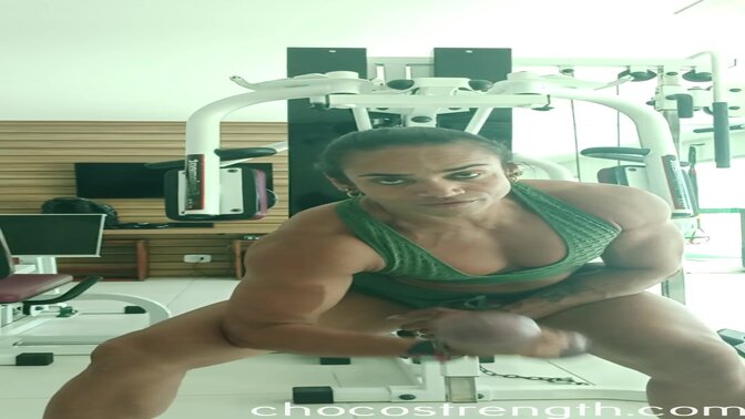 Perfect Muscled Body Builder Mom Views Her Sculpted Form