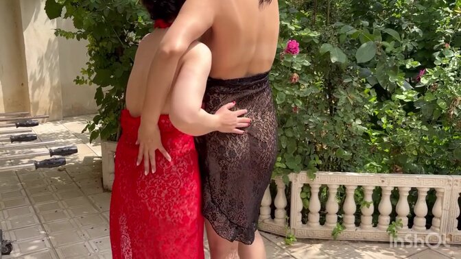 Persian villa sunbathing leads to hardcore three-way sex