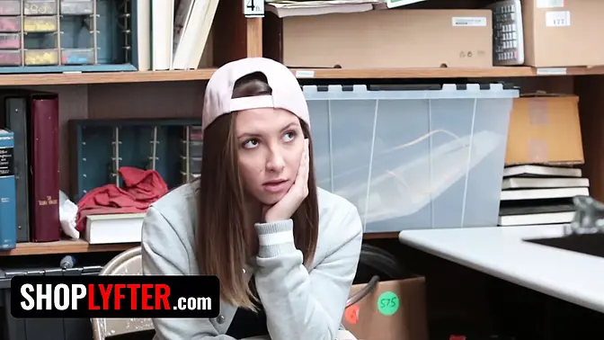 Perv security officer bends over naughty teen girl and makes her regret stealing