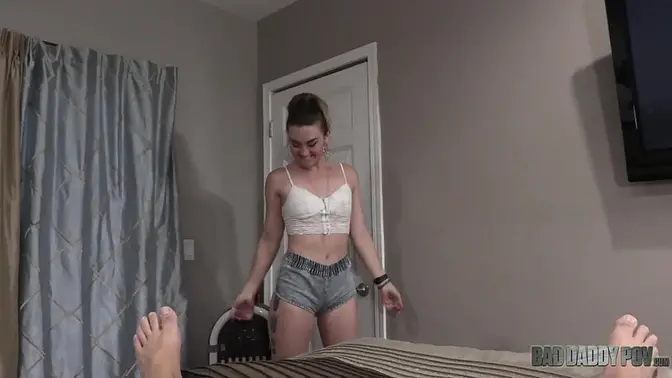 Petite brunette DEEPTHROAT BLOWJOB AND FACIAL on big cock