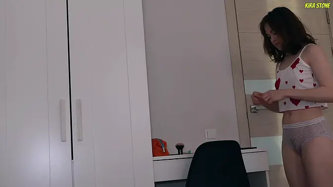 Petite Freshman Student Gets Double Teamed by Two Guys