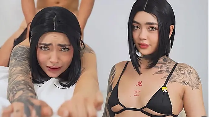 Petite Latina amateur gets big cock in rough doggystyle and missionary