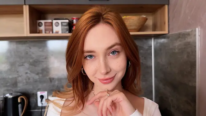 Petite redhead seduces boyfriend for hard fucking