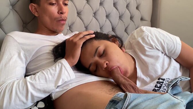 Petite stepdad's big cock swallows