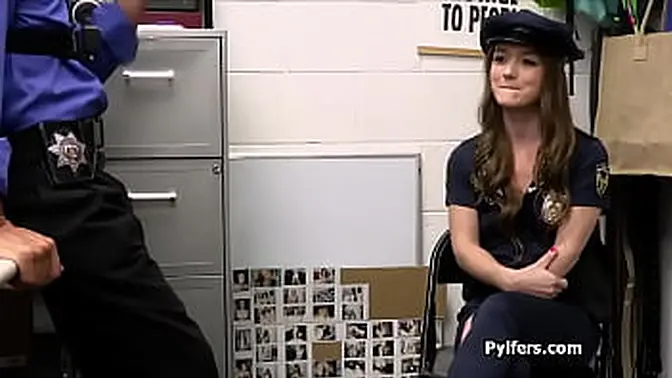 Petite teen cop gets busted and fucked in office