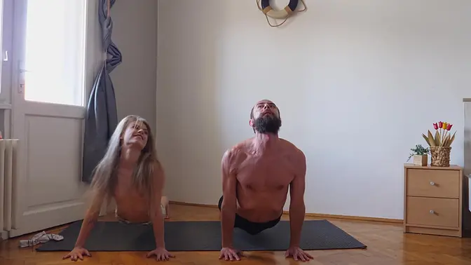 Petite Yoga Instructor Shows Off Naked Workout Skills