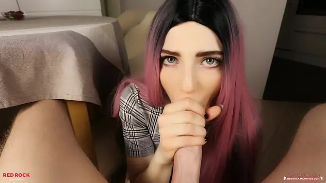 Pink-haired schoolgirl gets first-time anal with big cock