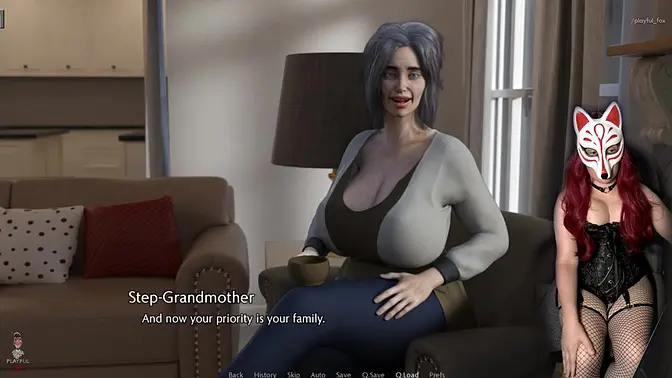 Playful fox seduces old man in visual novel