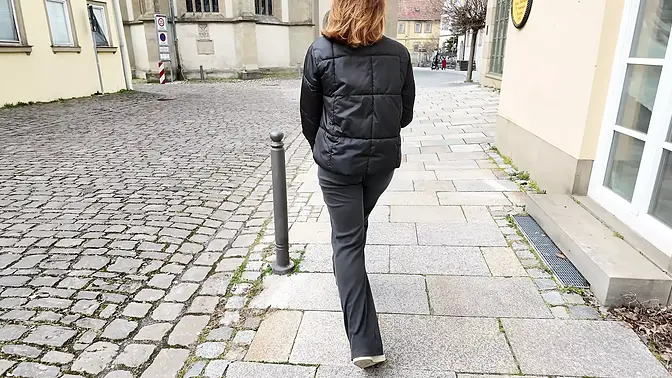 Poluna Loves walks around the city and sucks cock in a public toilet