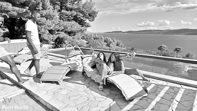 Poolside lesbo session with busty babes Anissa Kate and Olivia del Rio