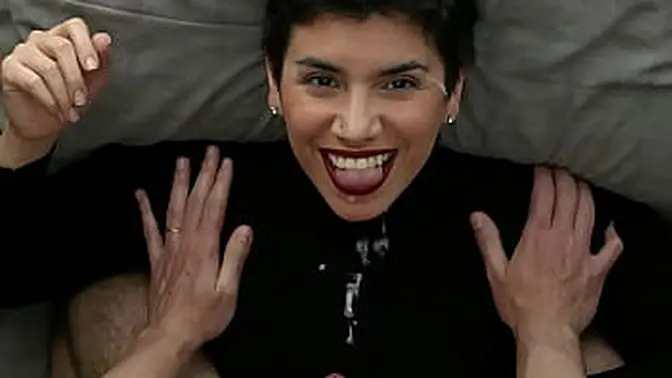 POV cum on clothes and facial