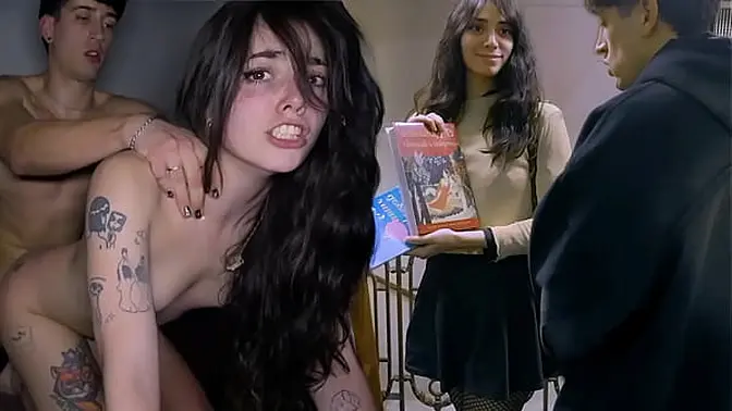 Pretty-faced Latina librarian gets big cock in doggy and missionary