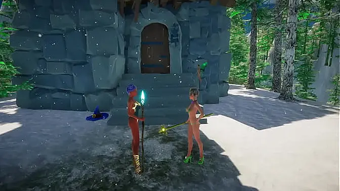 Princess fucks 3D game character in RPG