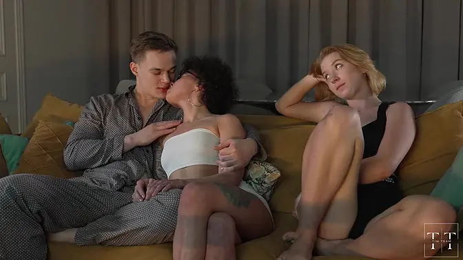 Provocative blonde begs for big black dick in steamy 2-on-1