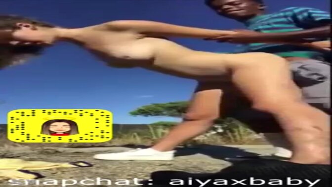 Public park BBC action with a pretty white teen