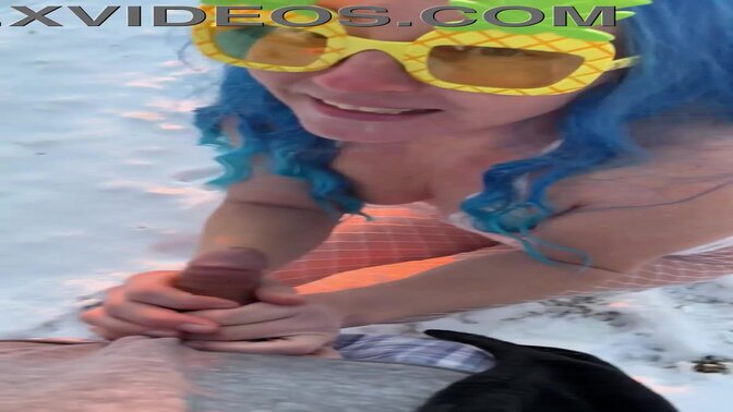 Public slut drinks husband's hot piss in garden