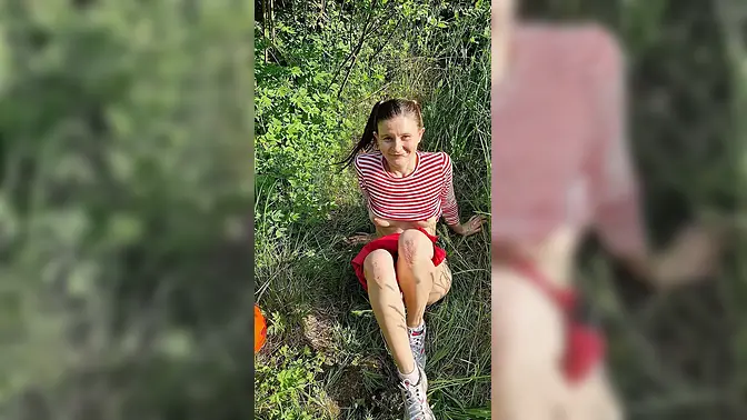 Real amateur couple's POV blowjob on hot summer day