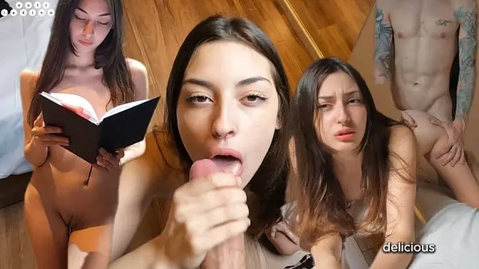 Real couple homemade POV blowjob with big tattooed cock