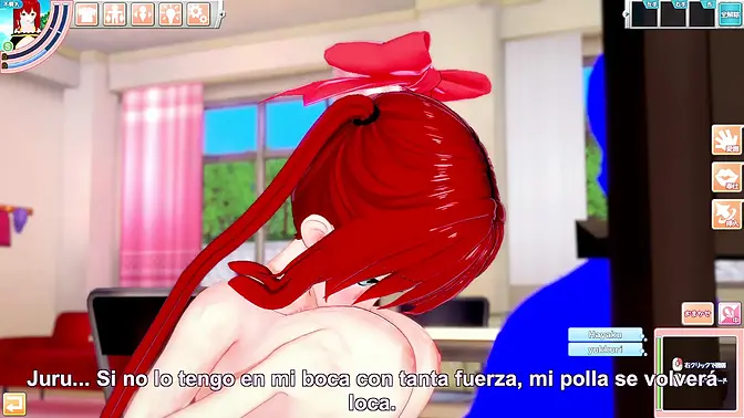Red-haired MILF fucks animated guy in 3D hentai game