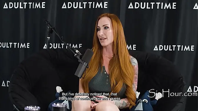 Redhead MILF Sophia Locke gives hot interview with big tits