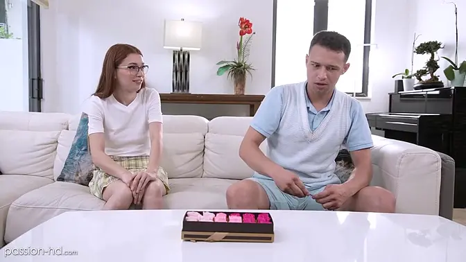 Redhead schoolgirl gets pounded and swallows cum