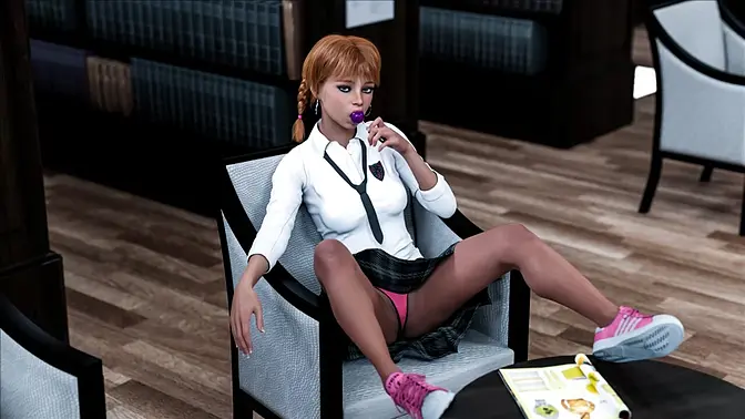 Redhead schoolgirl in 3D animated sex game