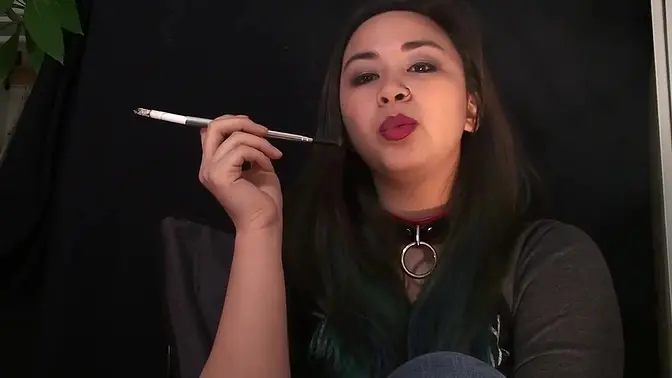 Retro smoking femdom session