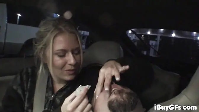 Riley Evans sucks dick in the back of a car