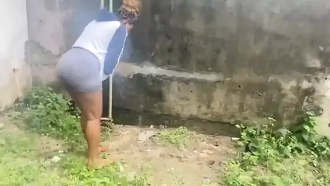 Romantic fuck with big natural tits under the moonlight