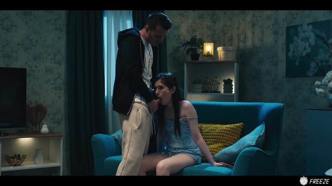 Russian girl gets facefucked while time is frozen in a