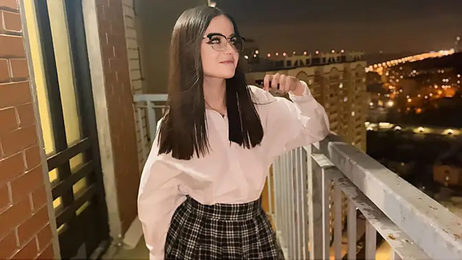 Russian schoolgirl with shaved pussy rides cock in cowgirl and missionary