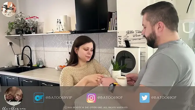 scened MILF milks hubby for her coffee