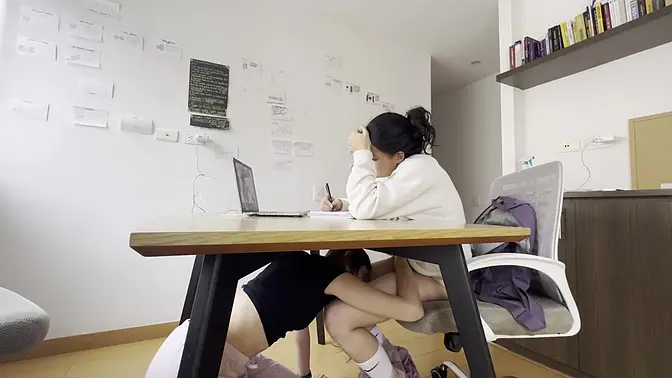 Secret classroom lesbian touch session