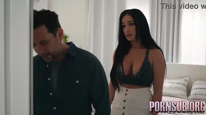 Seductive Latina milf seduces stepson with big tits