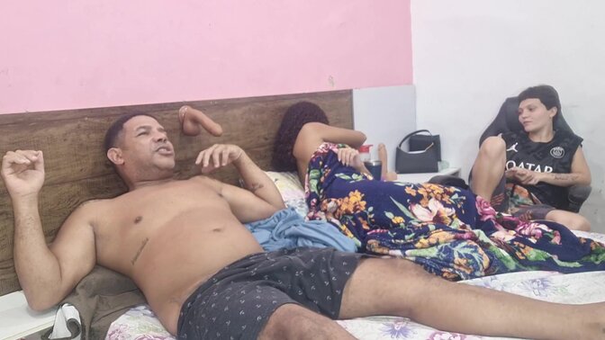 Seeing my friend with the pink pussy, she gives me her ass while I massage the pregnant woman's belly.