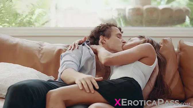 Sensual brunette Aila Donovan cheats on her man with deepthroat and hard cock